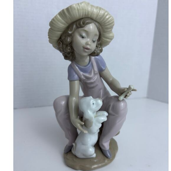 Lladro Other - RARE LLADRO "Friends Forever" Girl With Puppy 6680 Glazed Finish Spain With Box